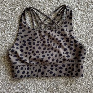 Threads 4 Thought Olive and Black Patterned Sports Bra